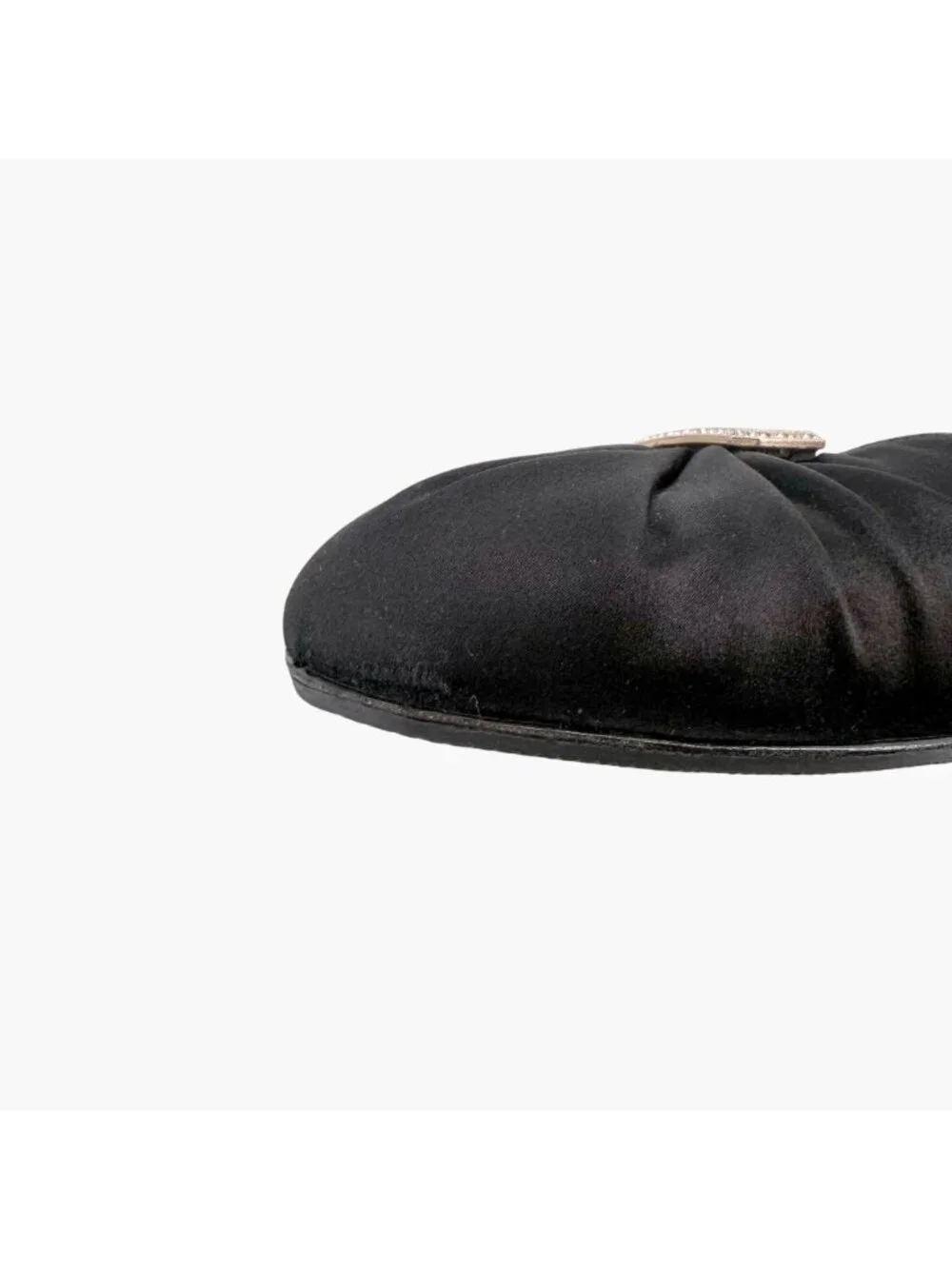 Chanel Crystal CC D’Orsay Ballet Flats Black Satin Size 42 US 11-11.5 Women’s